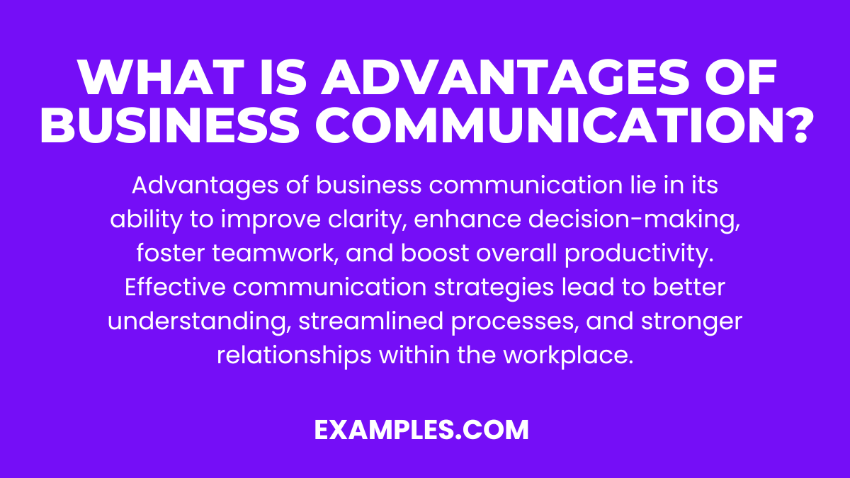 what is advantages of business communication