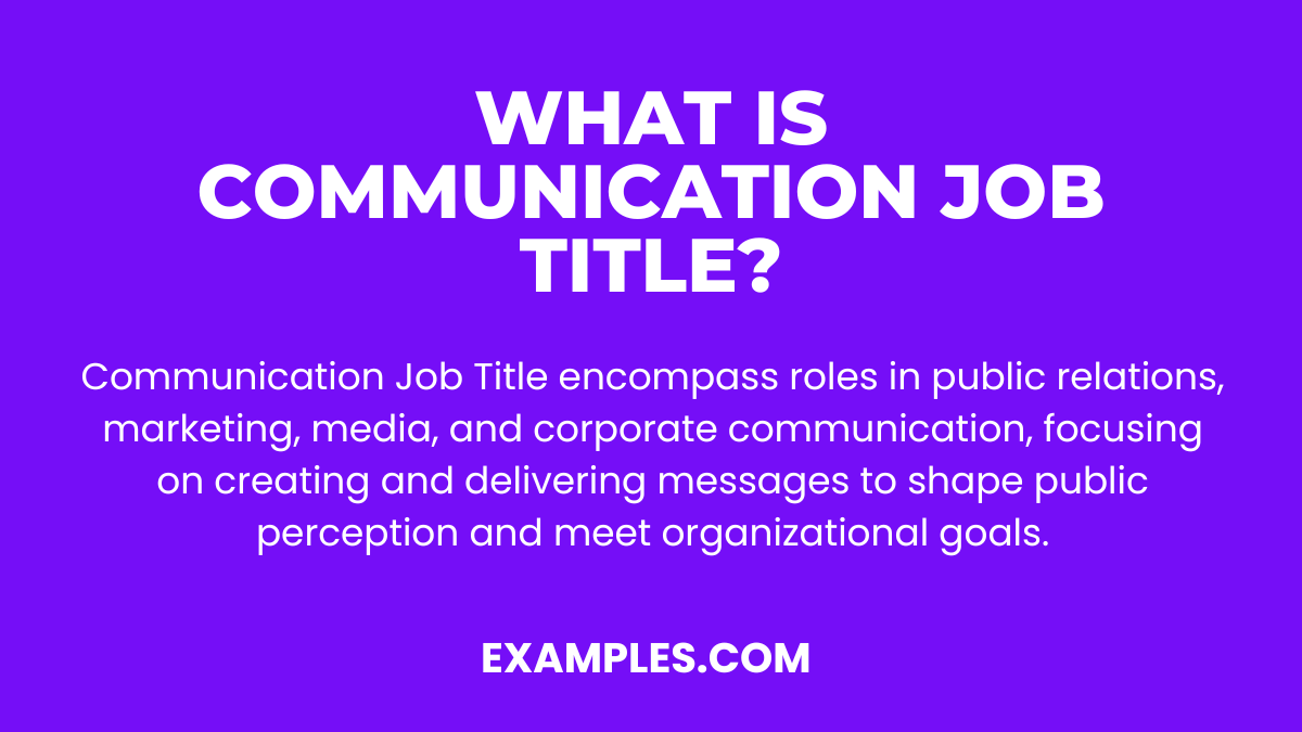 what is communication job titles