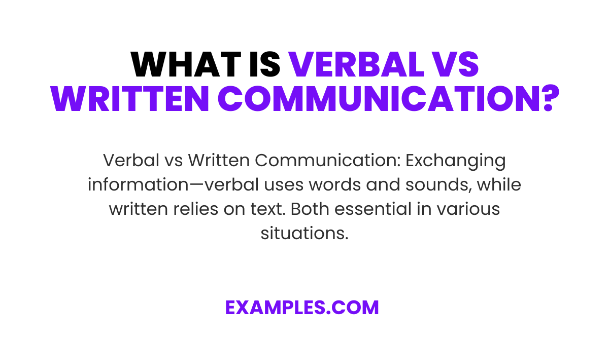 what is verbal vs written communication