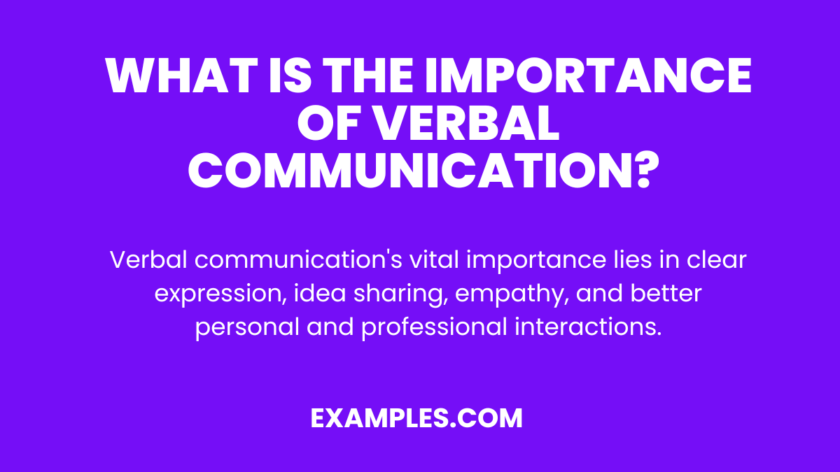 What is the Importance of Verbal Communication