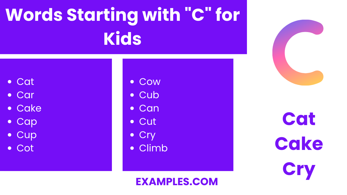 words starting with c for kids