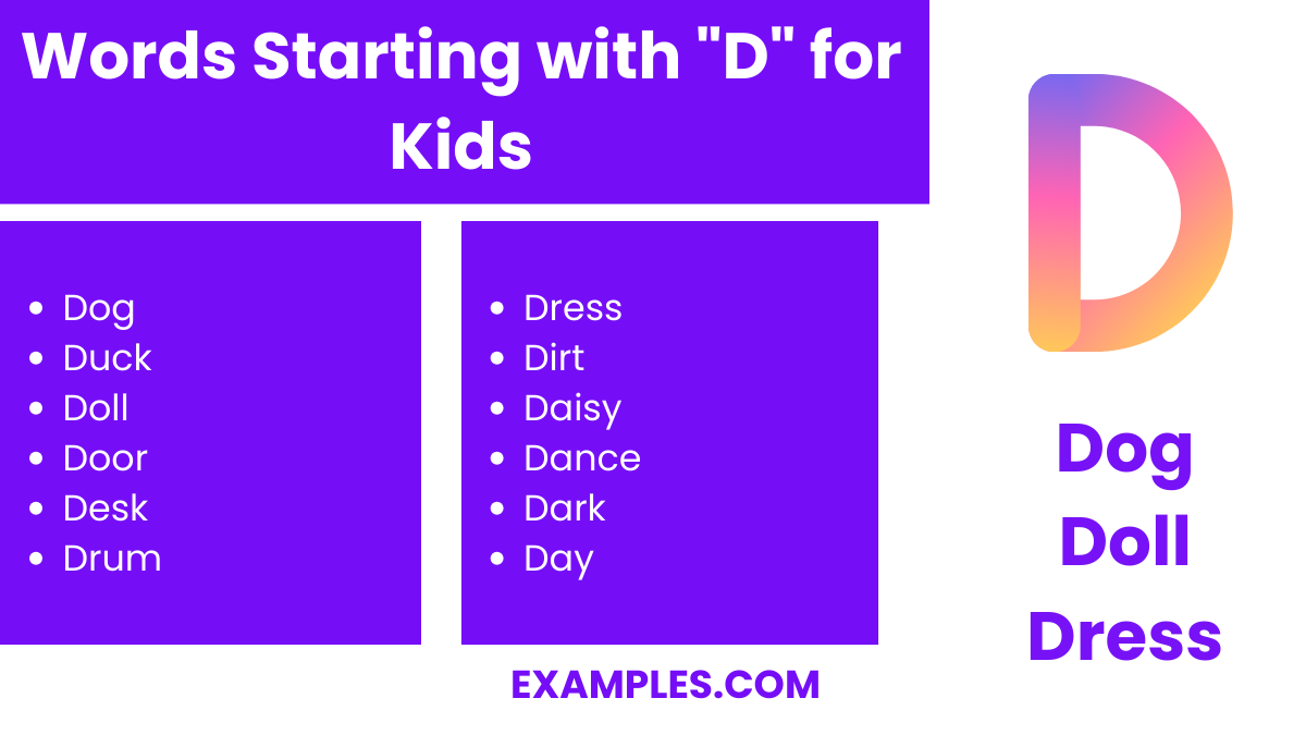 words starting with d for kids