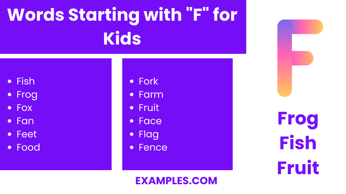 words starting with f for kids