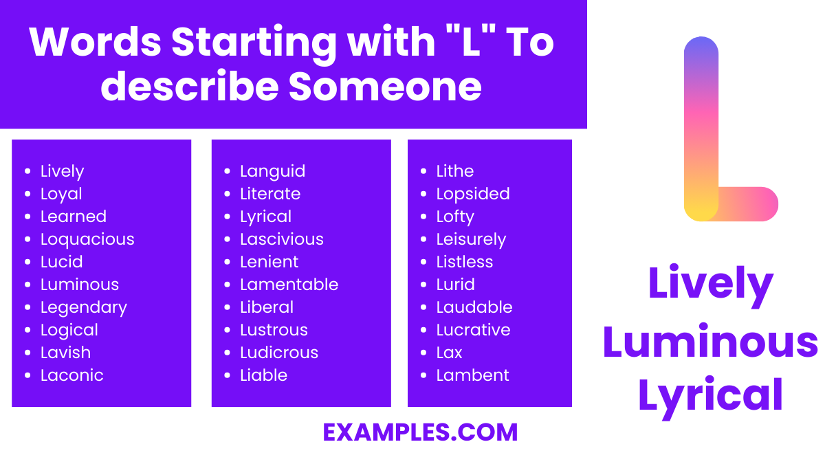 words starting with l to describe someone