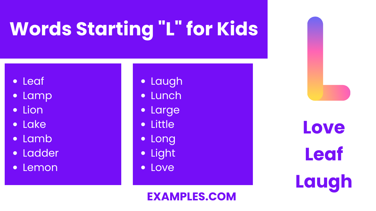 words starting with l for kids