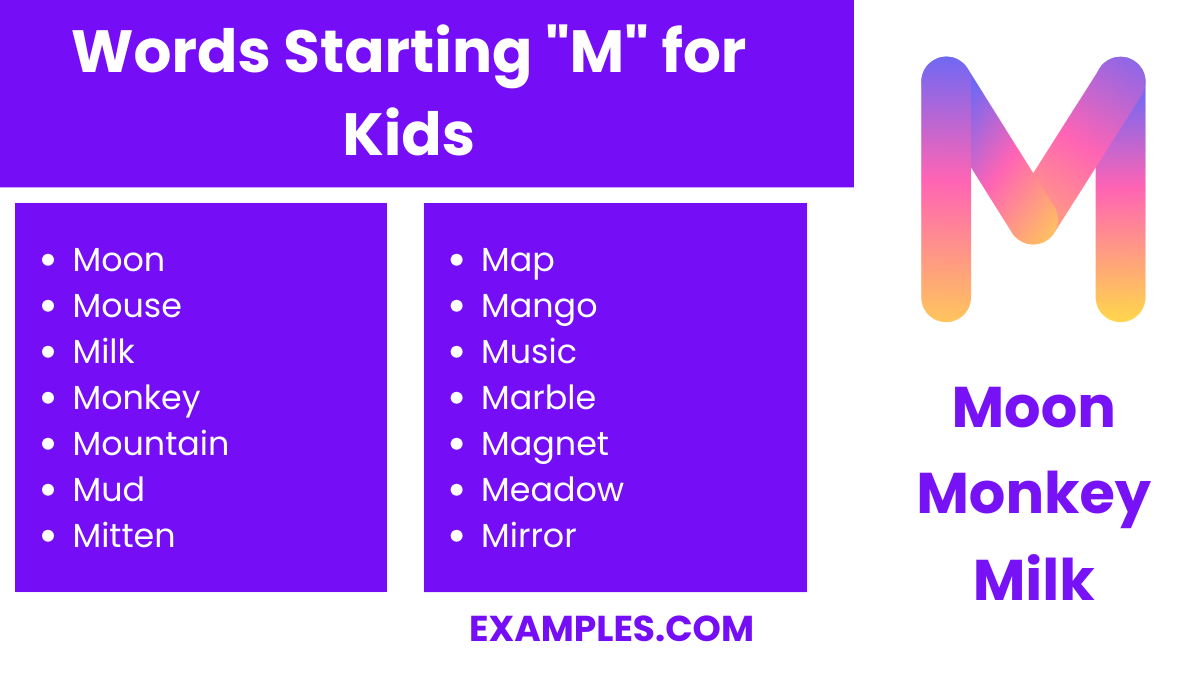 words starting with m for kids
