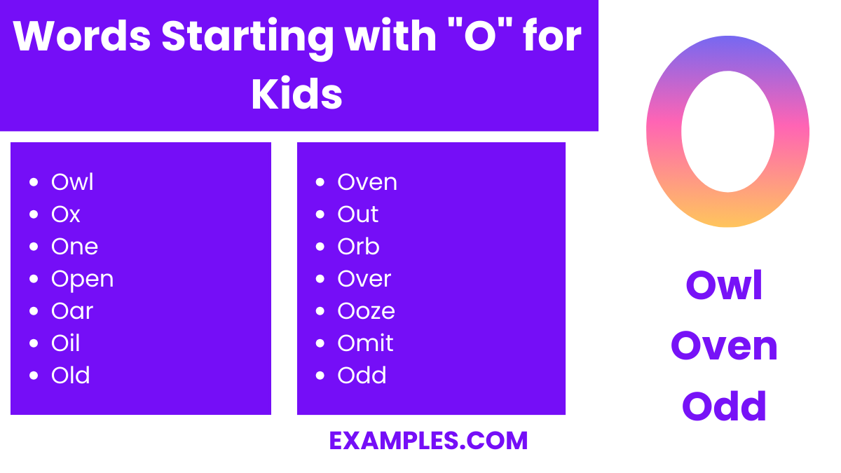 words starting with o for kids
