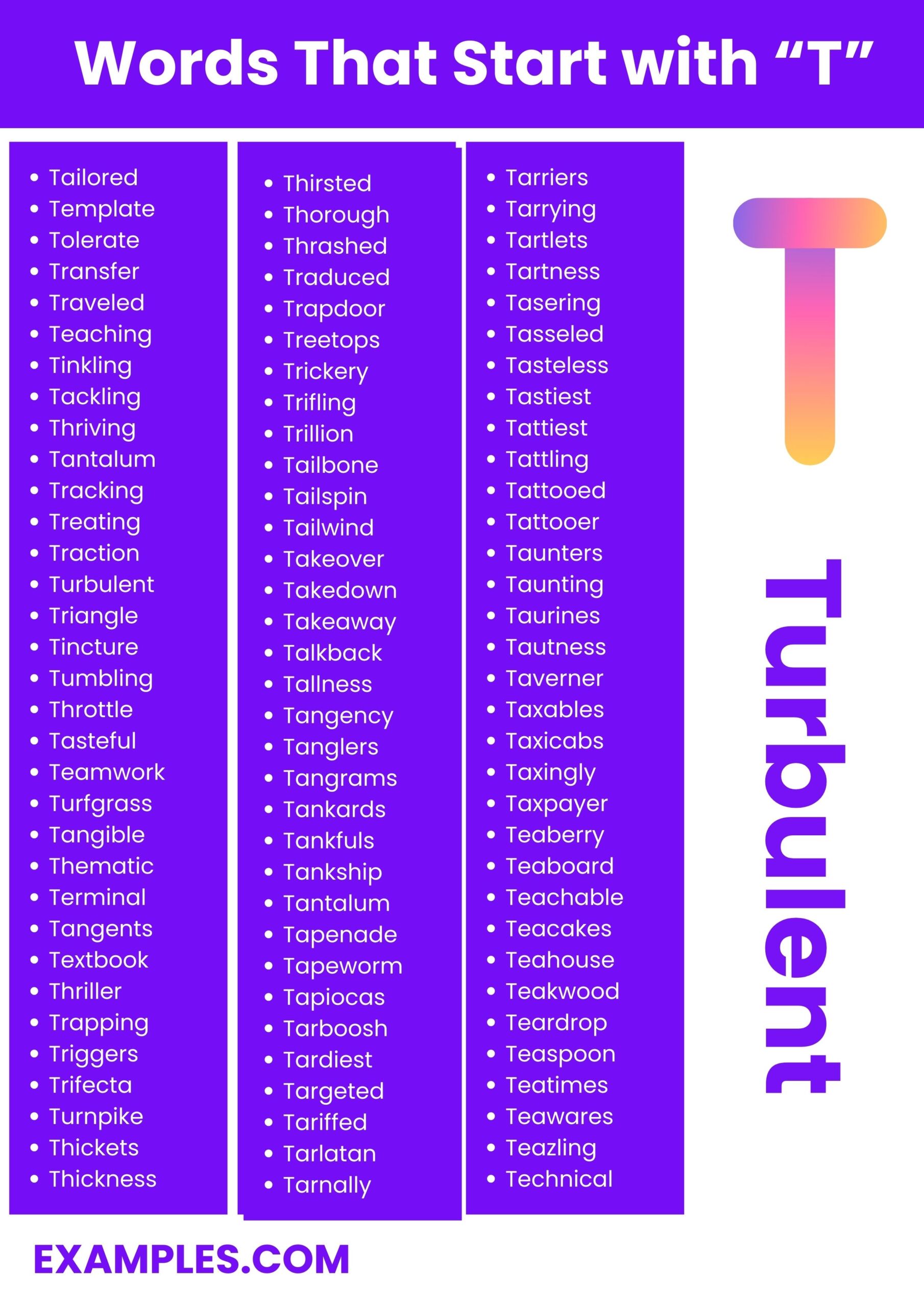 words that start with t scaled