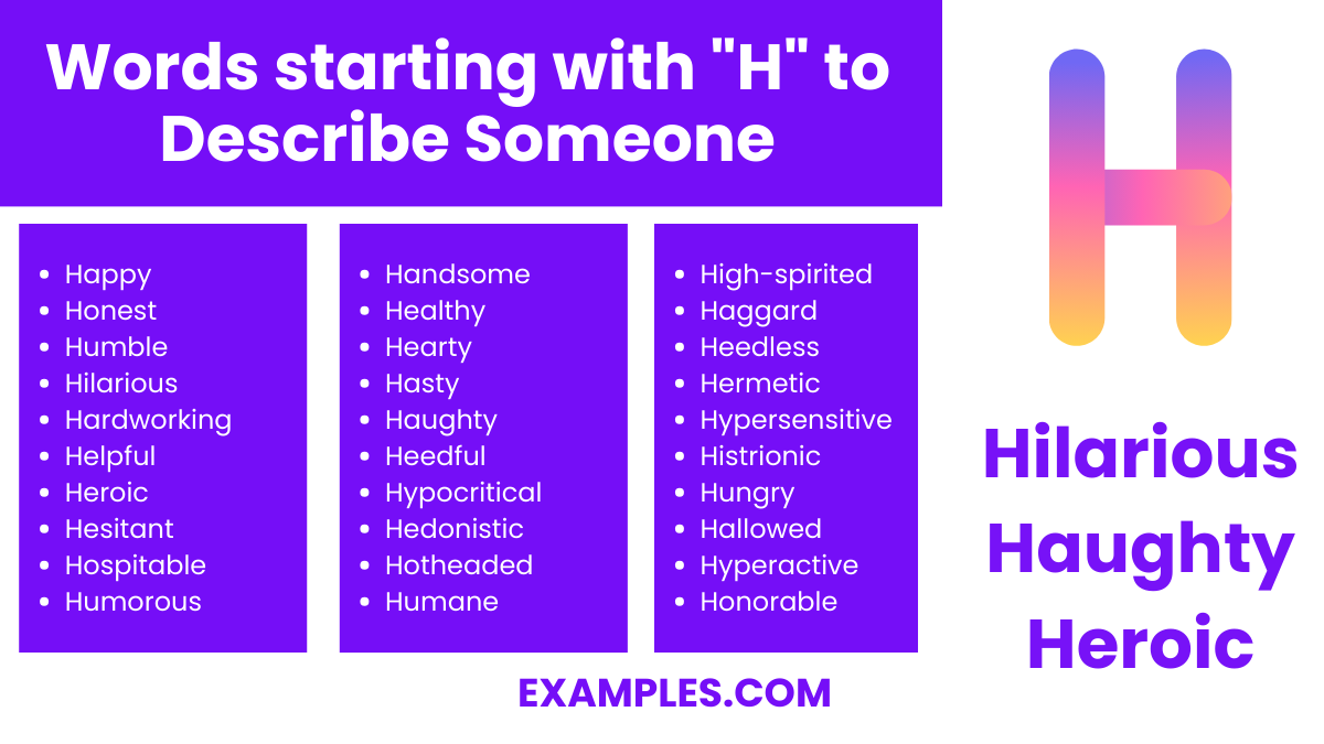 words starting with h to describe someone