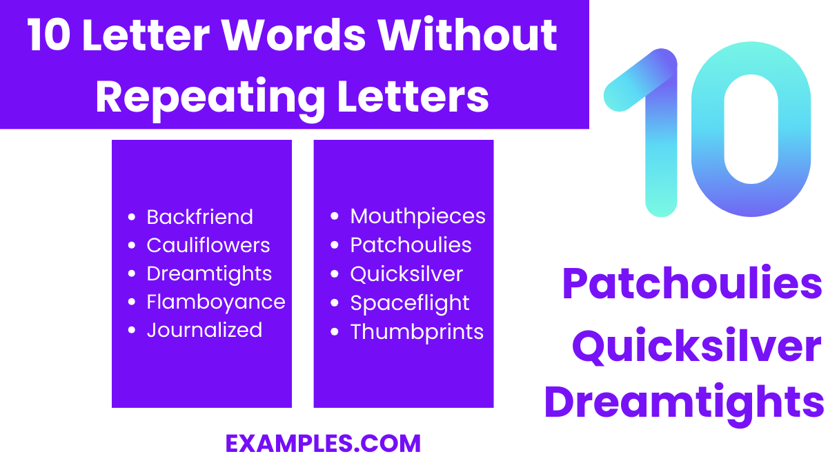 10 letter words without repeating letters