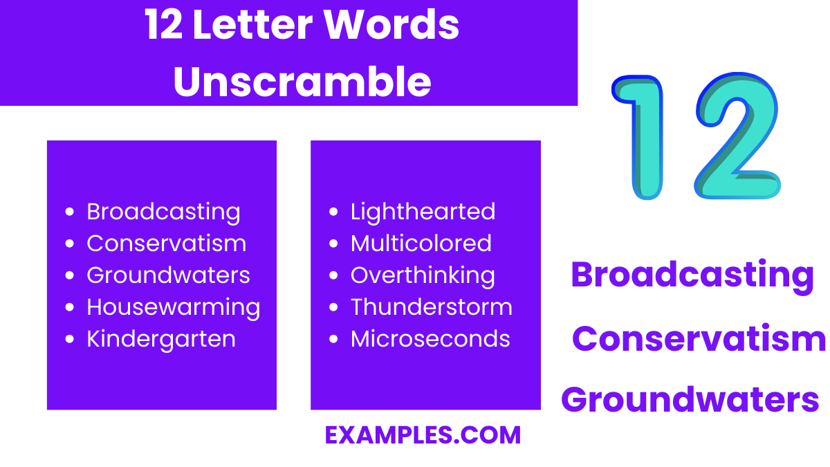 12 letter words unscramble
