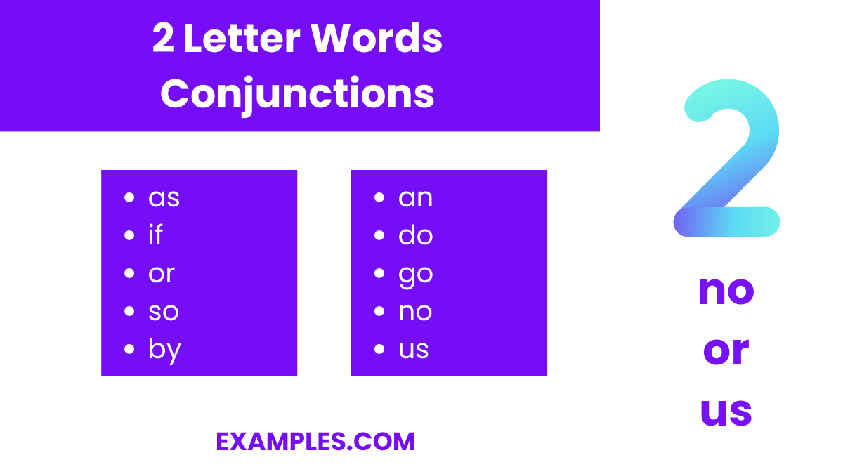 2 letter words conjunctions