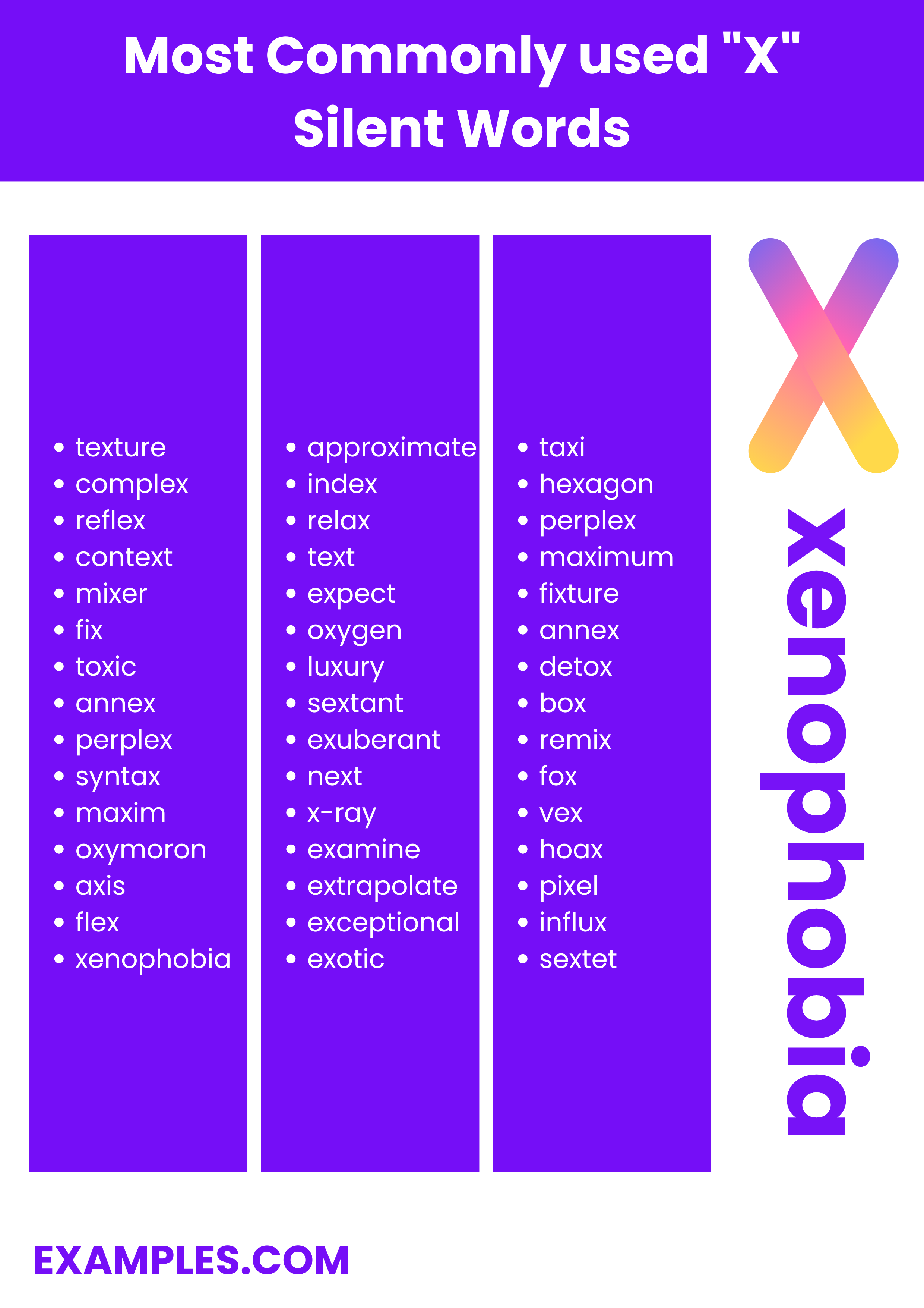 30 most commonly used x silent words