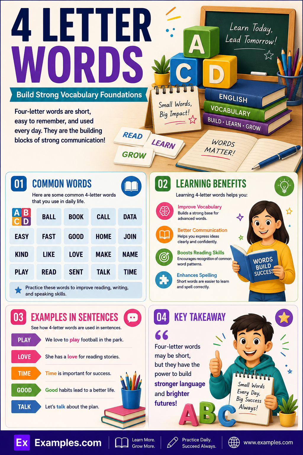 450+ 4 Letter Words List, Meaning, PDF