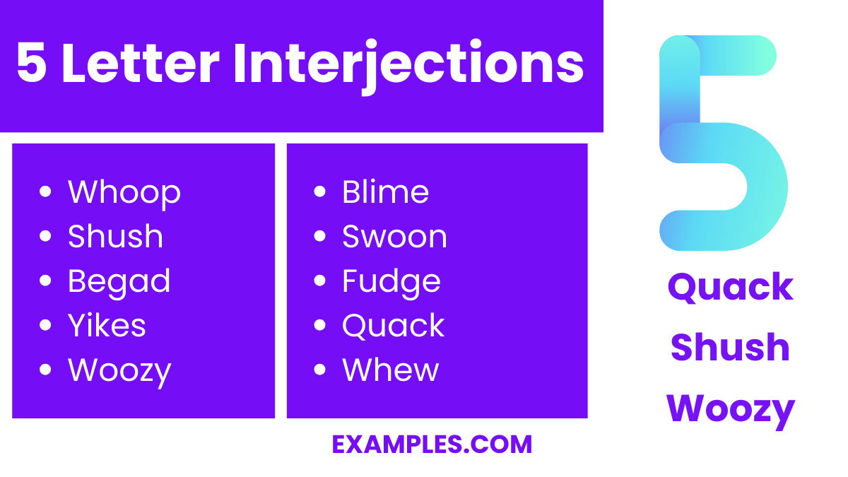5 letter interjections