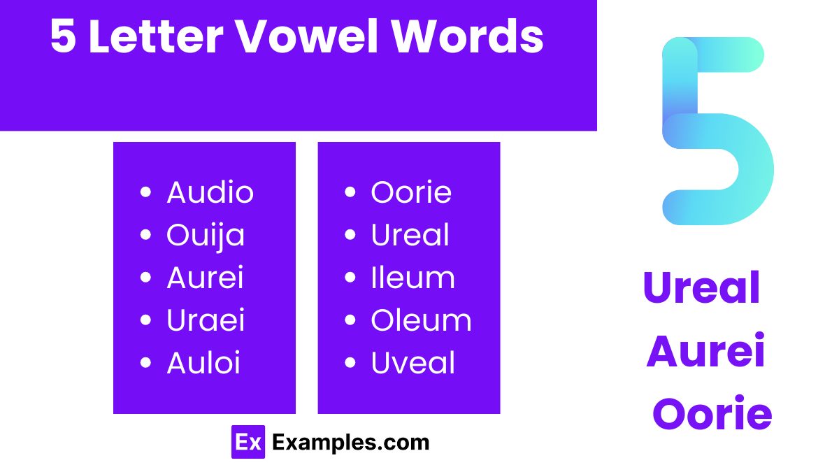 5 letter vowel words