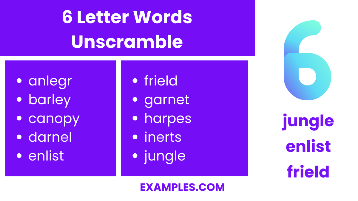 6 letter words unscramble