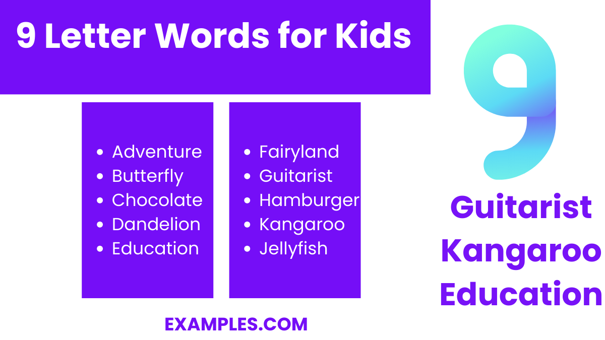 9 letter word for kids