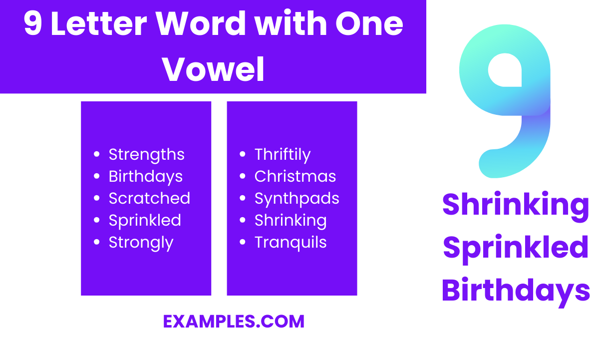 9 letter word with one vowel