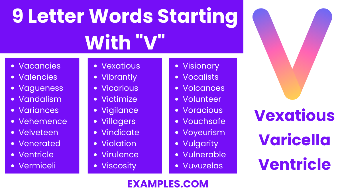 9 letter words starting with v