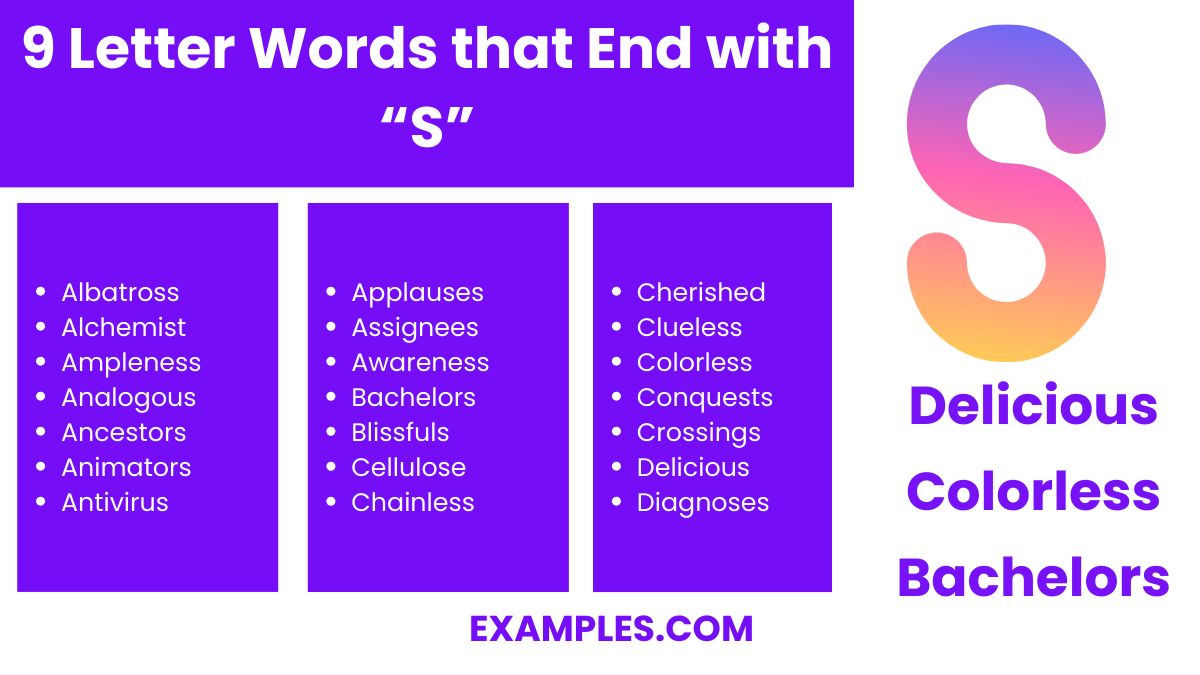 9 letter words that end with s 1