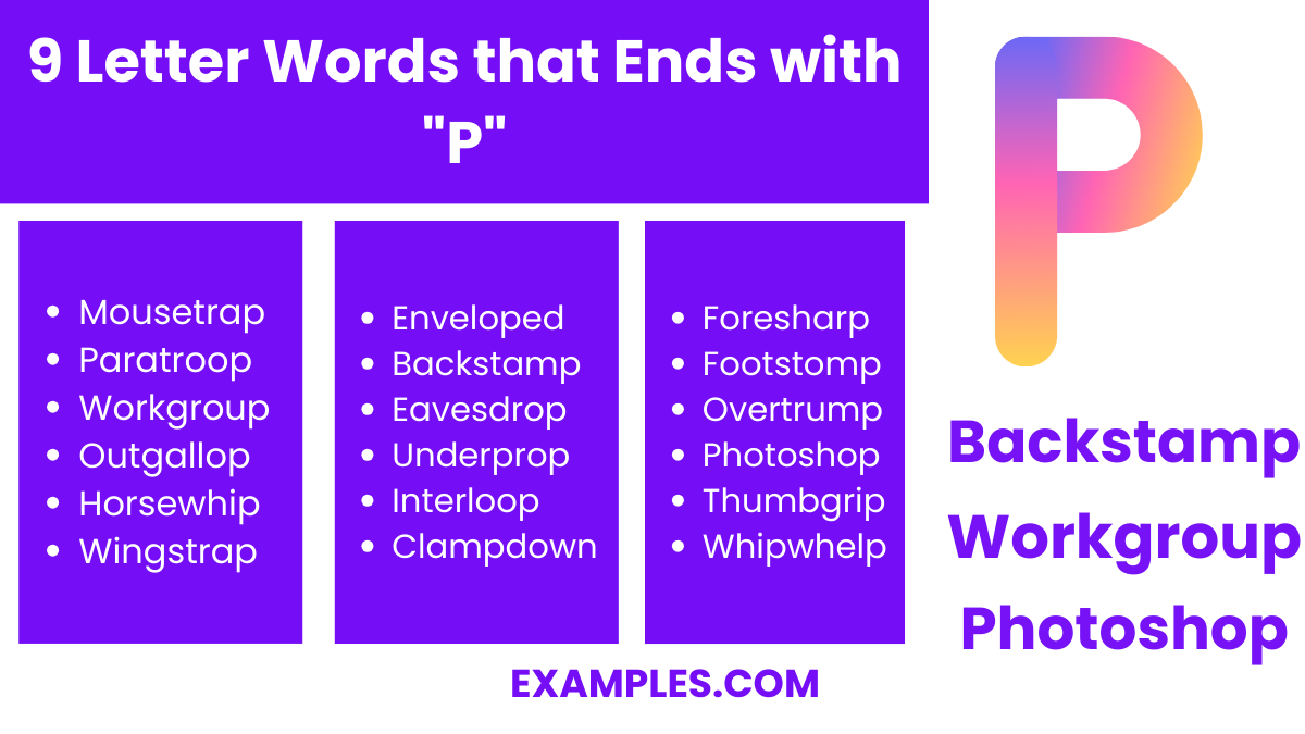 9 letter words that ends with p