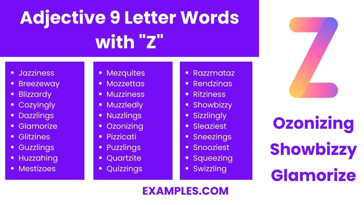 adjective 9 letter word with z
