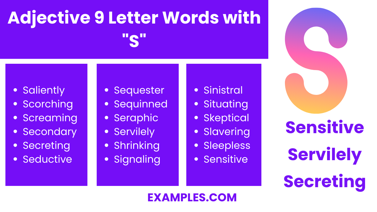 adjective 9 letter words with s