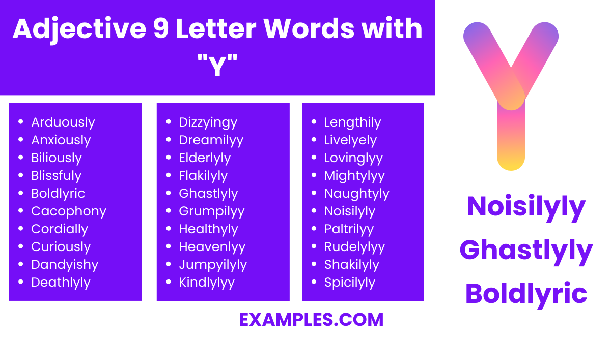 adjective 9 letter words with y