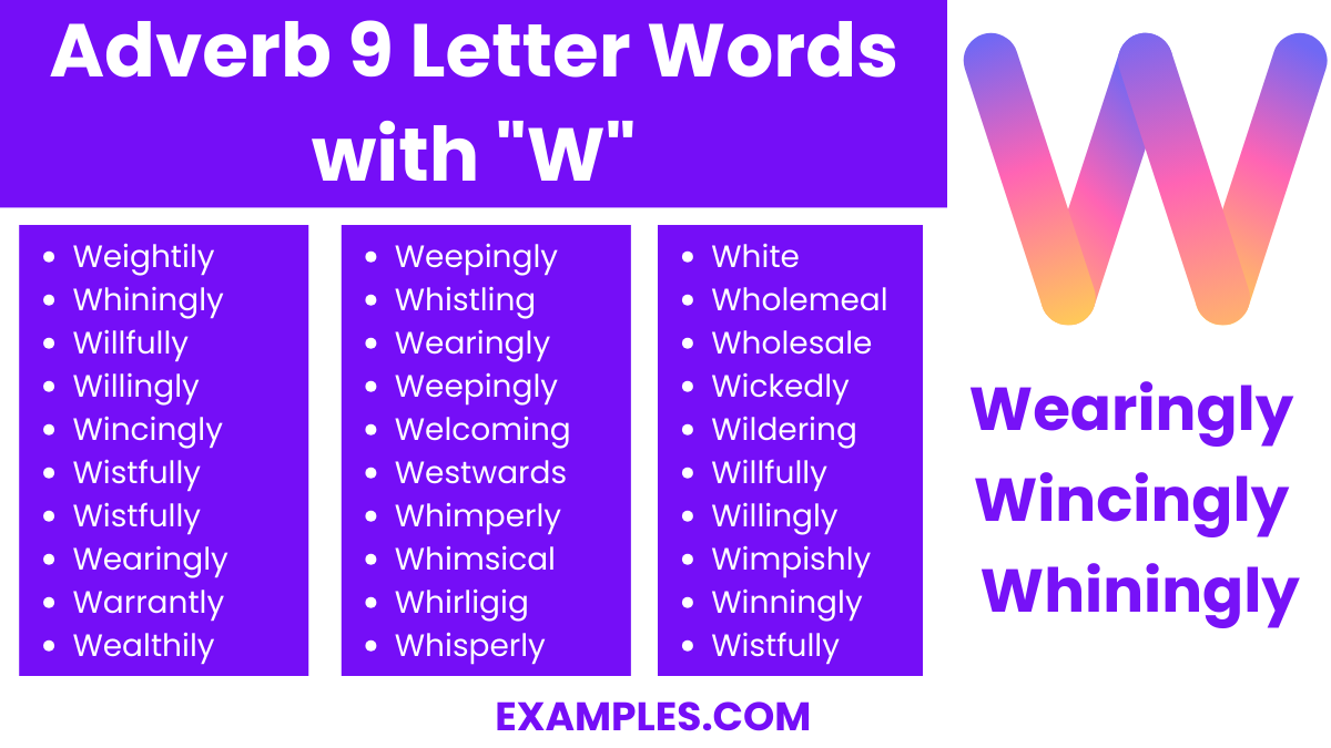 adverb 9 letter words with w