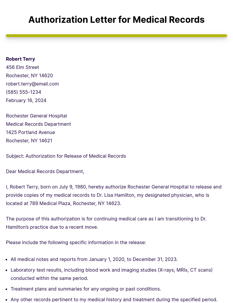 Authorization Letter For Medical Records Example Edit Download Authorization Letter For Medical Records Example Edit Download