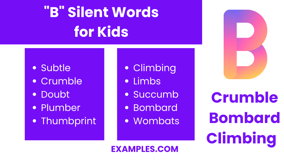 b silent words for kids