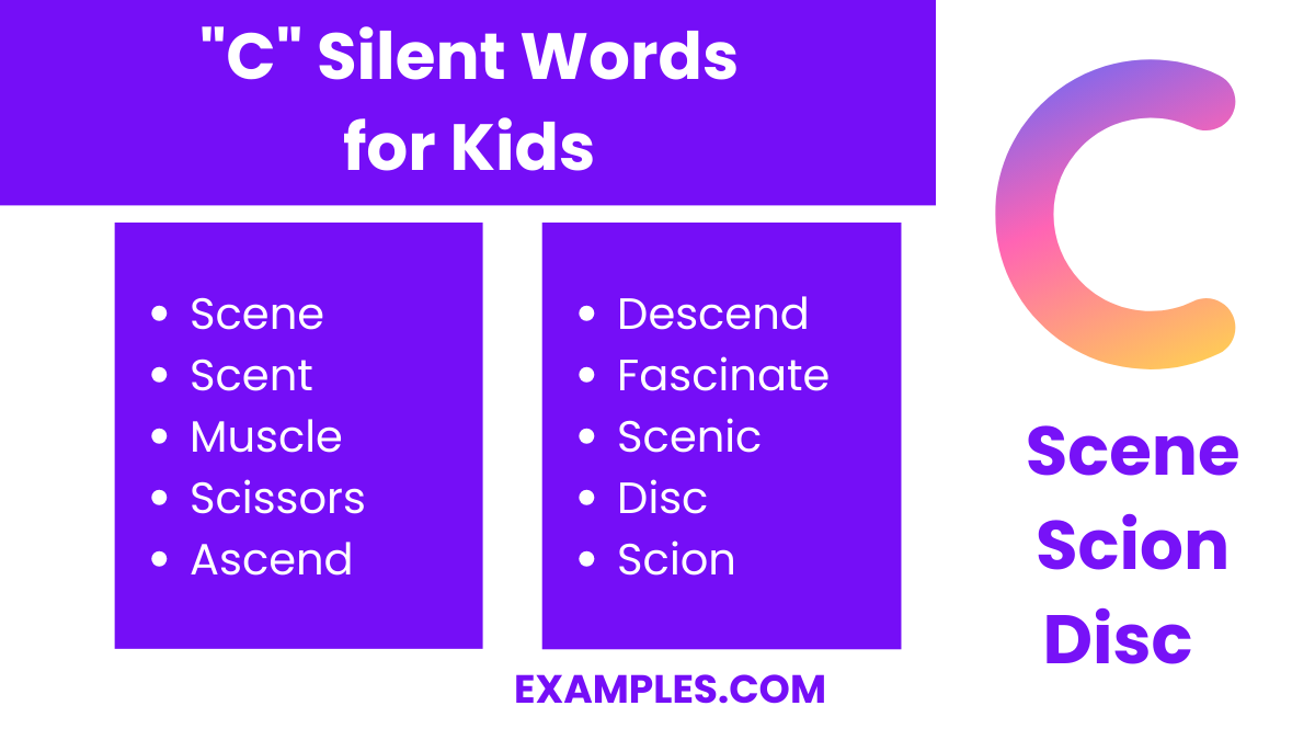 c silent words for kids