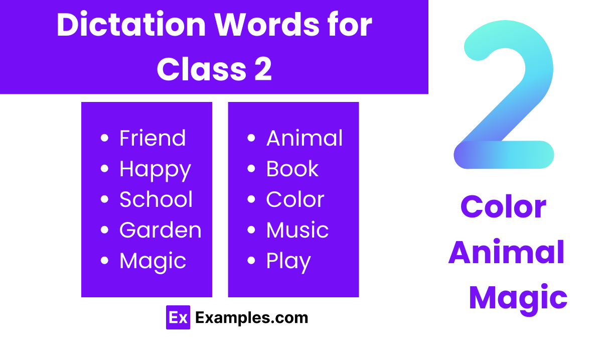 dictation words for class 2