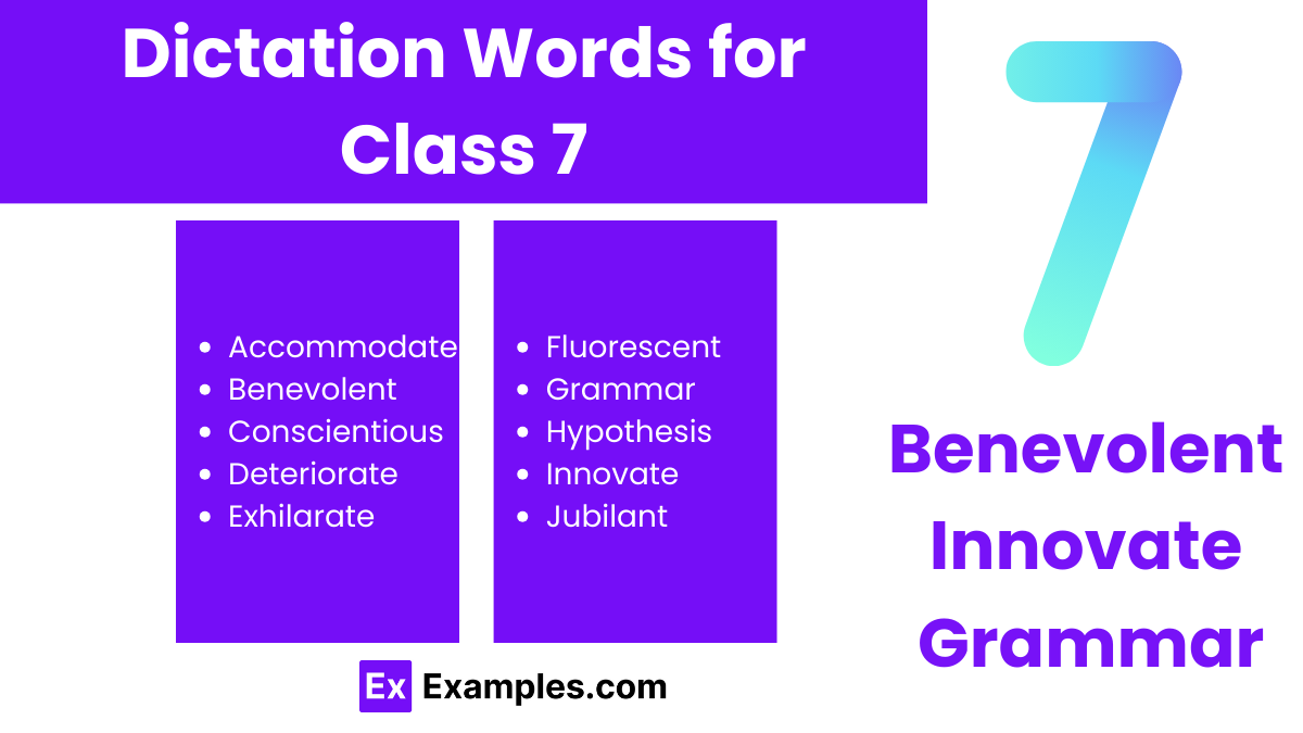 dictation words for class 7 1