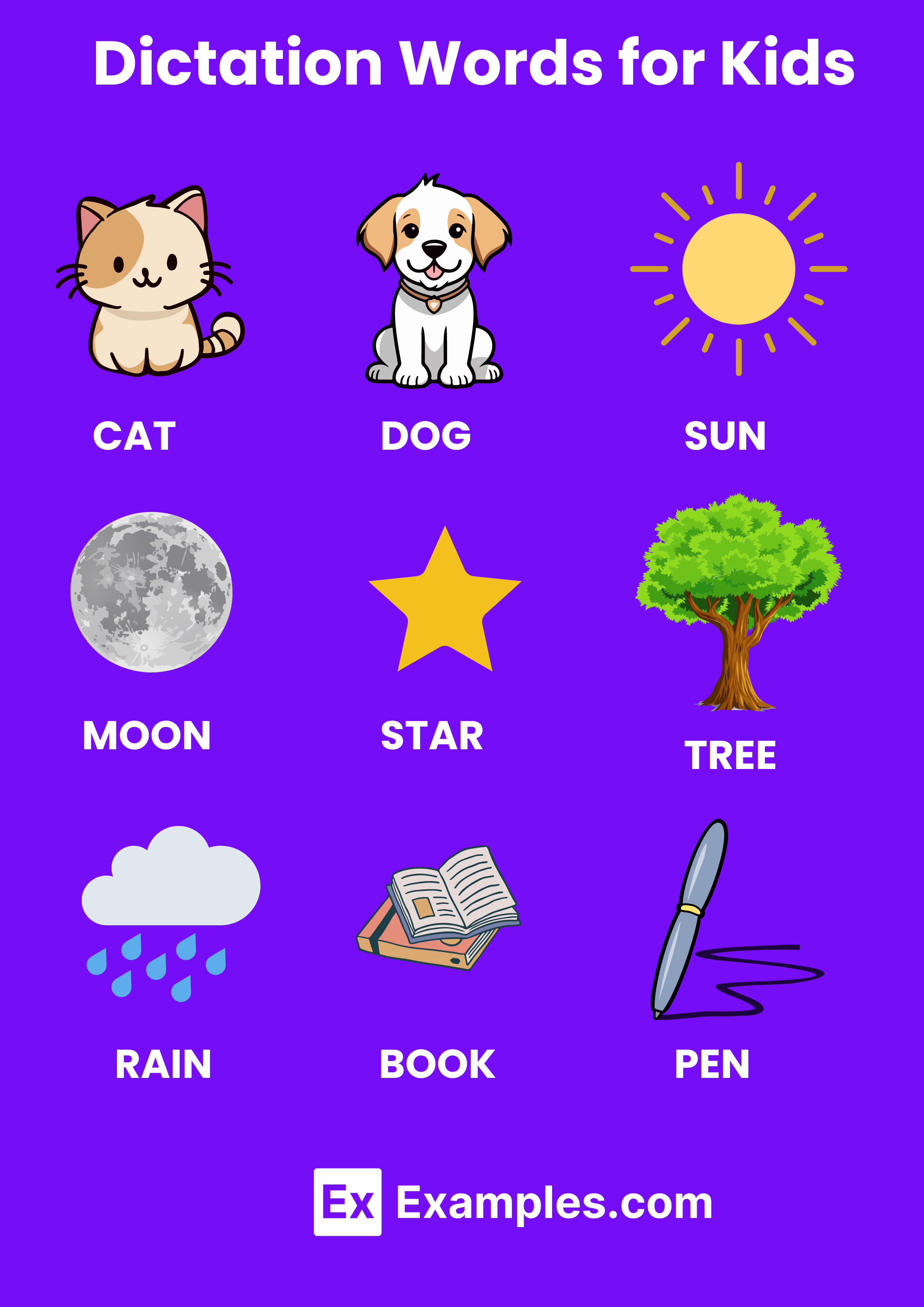 dictation words for kids