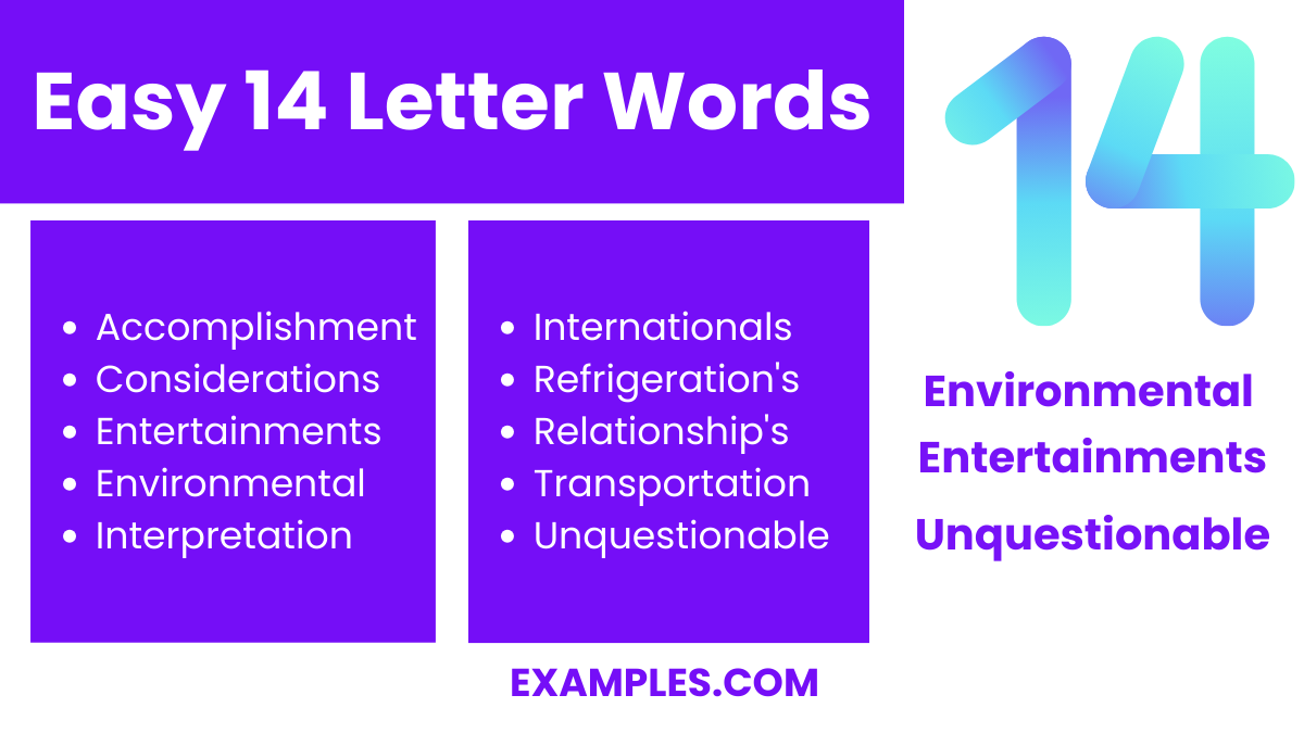 easy 14 letter words