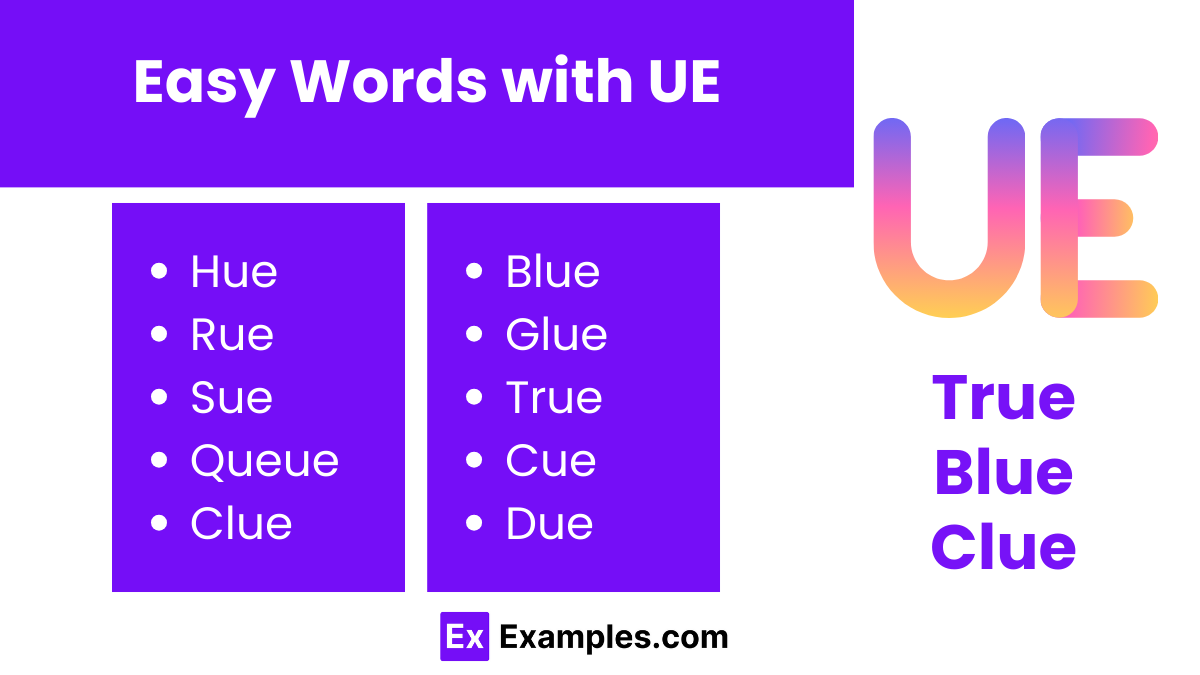 easy words with ue
