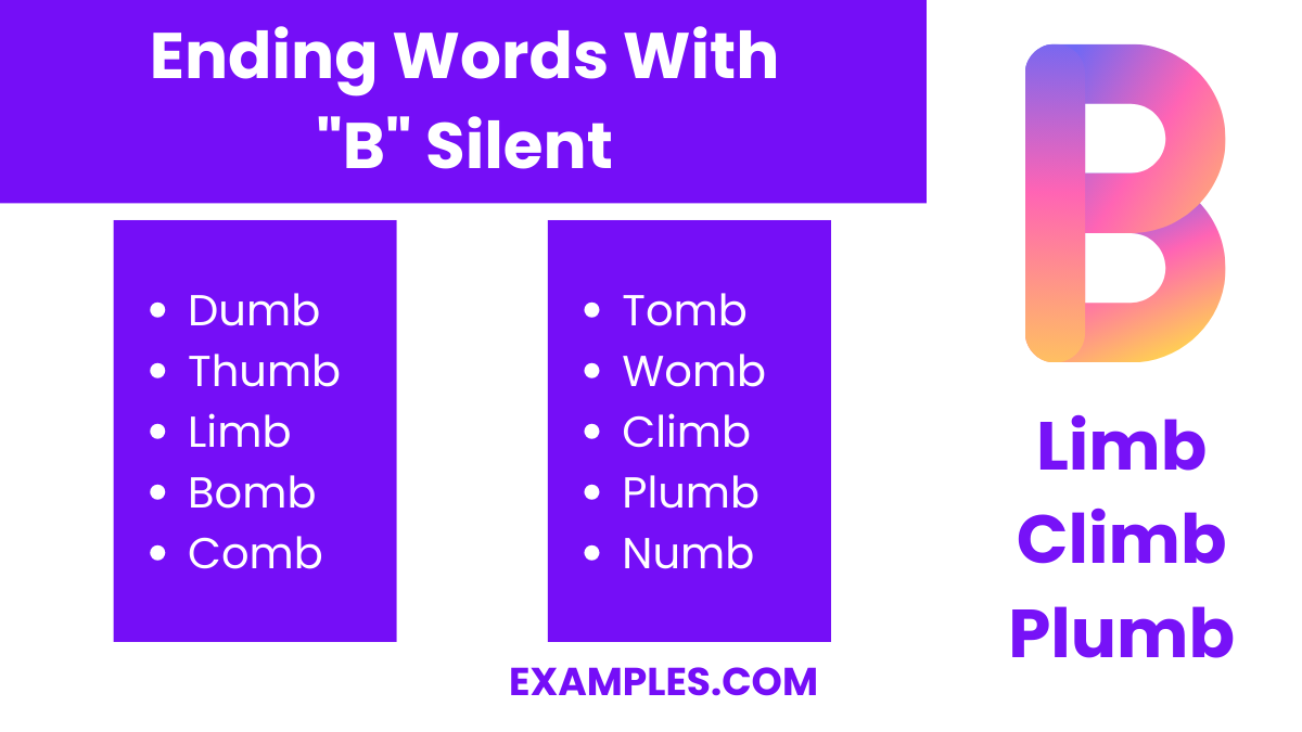 ending words with b silent