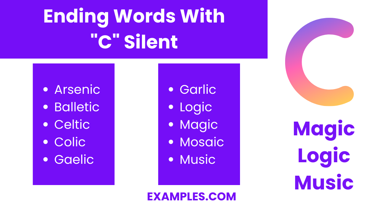 ending words with c silent