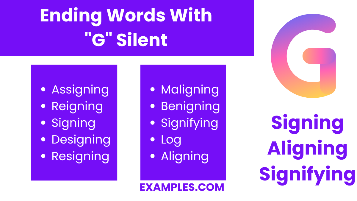 ending words with g silent
