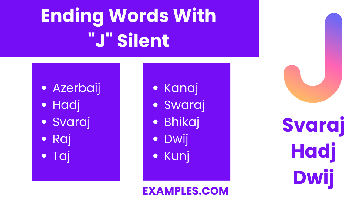 ending words with j silent