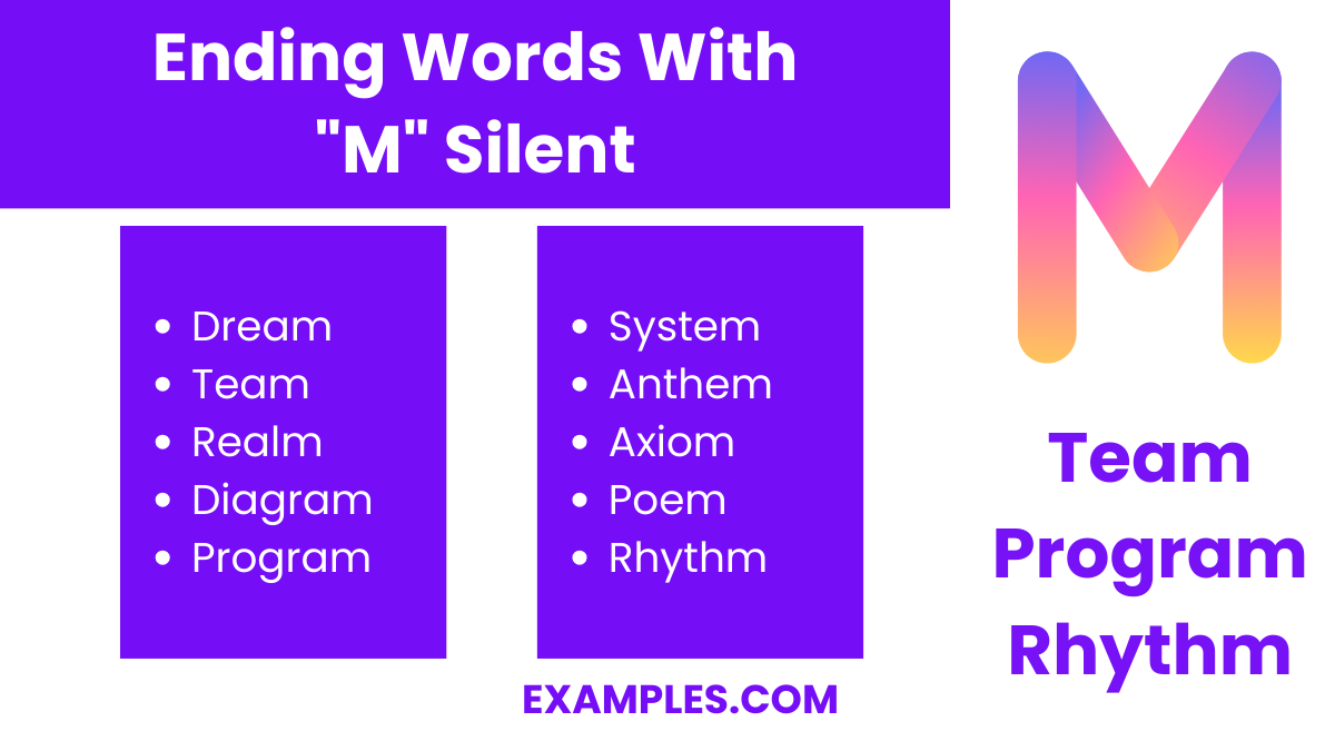 ending words with m silent