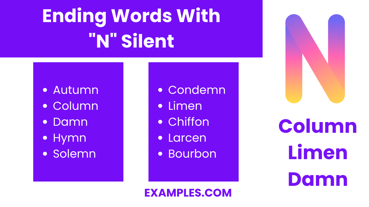 ending words with n silent