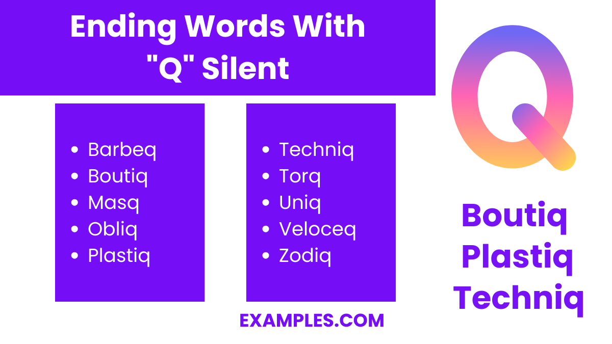 ending words with q silent
