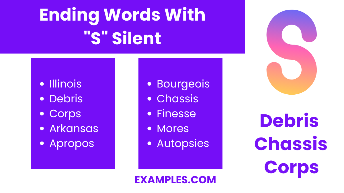 ending words with s silent