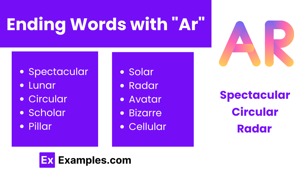 ending words with ar