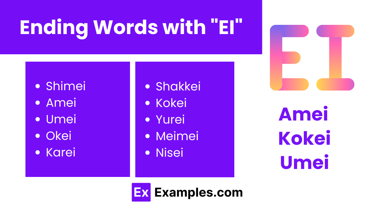 ending words with ei