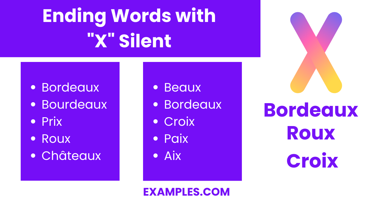 ending words with x silent 1 1