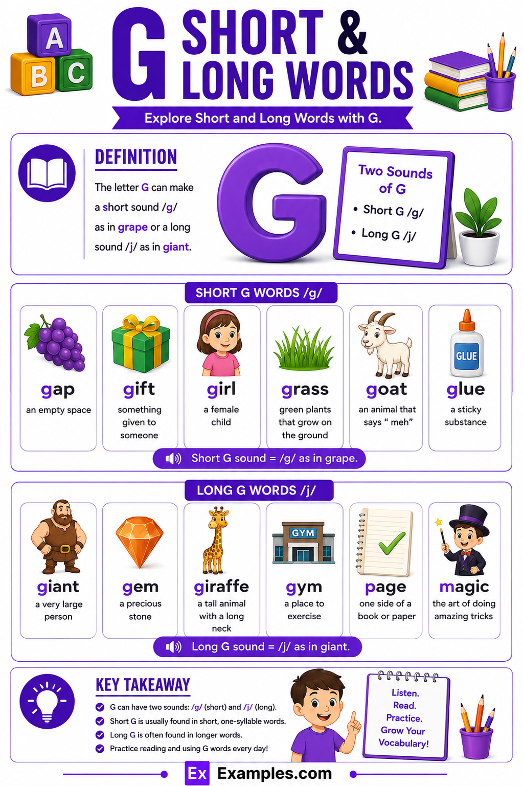 450+ G Short & Long Words List, Meaning, PDF